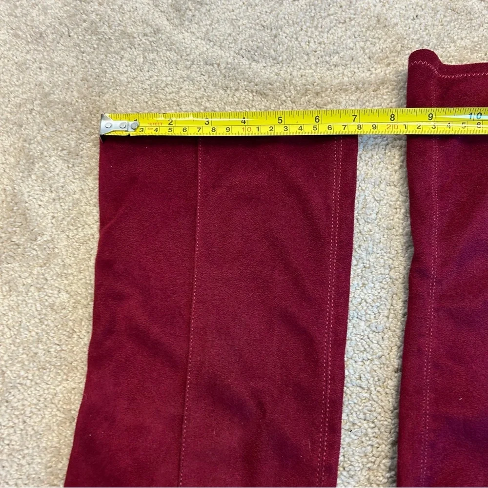 Zara faux Suede Burgundy Red Over Knee High Kitten Heel Pointed boots 6.5 NWT